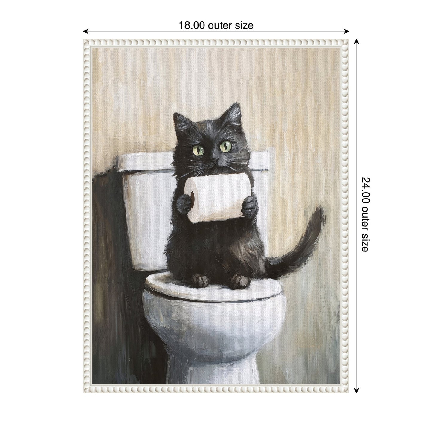 Mischievous Black Cat Bathroom Framed Canvas