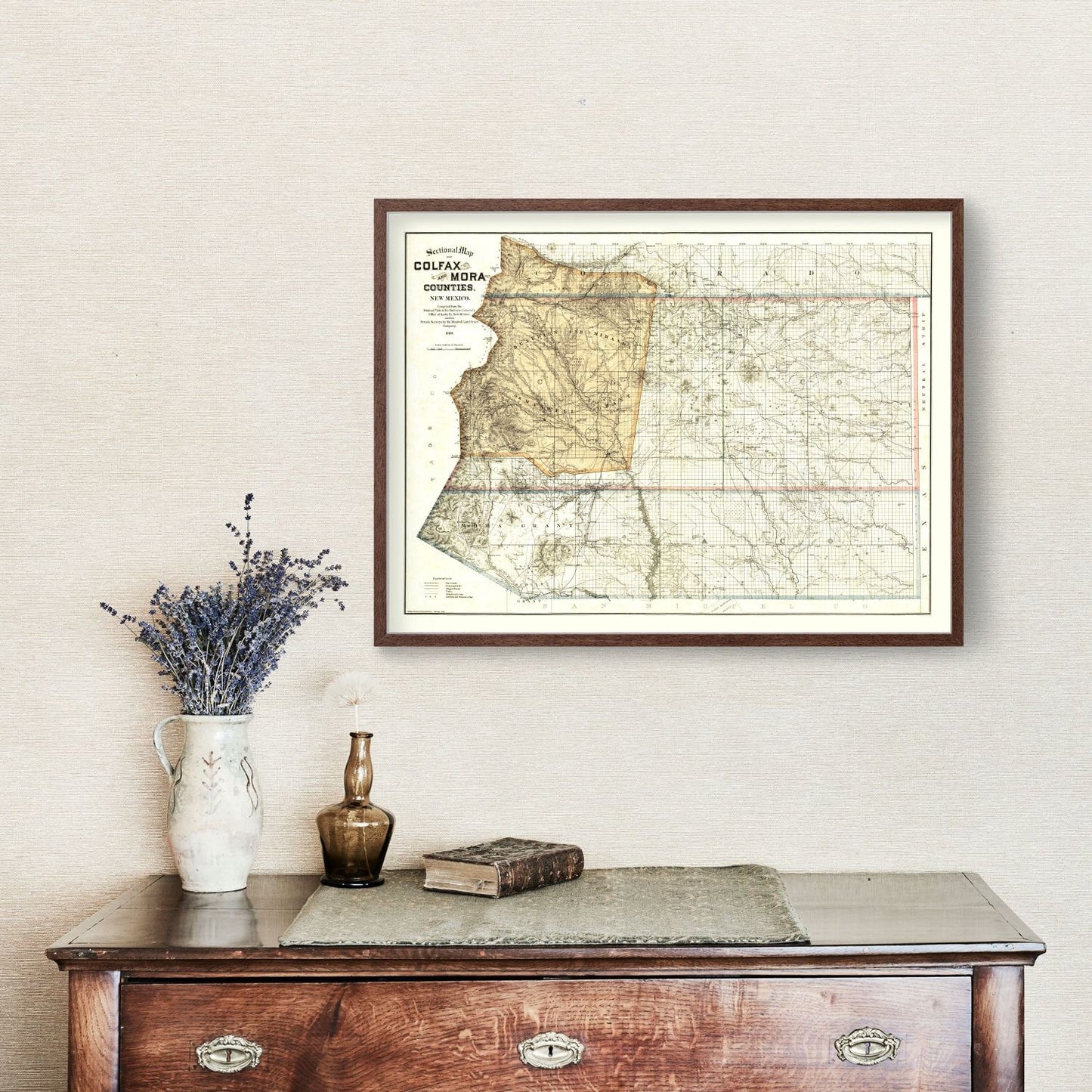 Vintage Map of Colfax County, New Mexico 1889