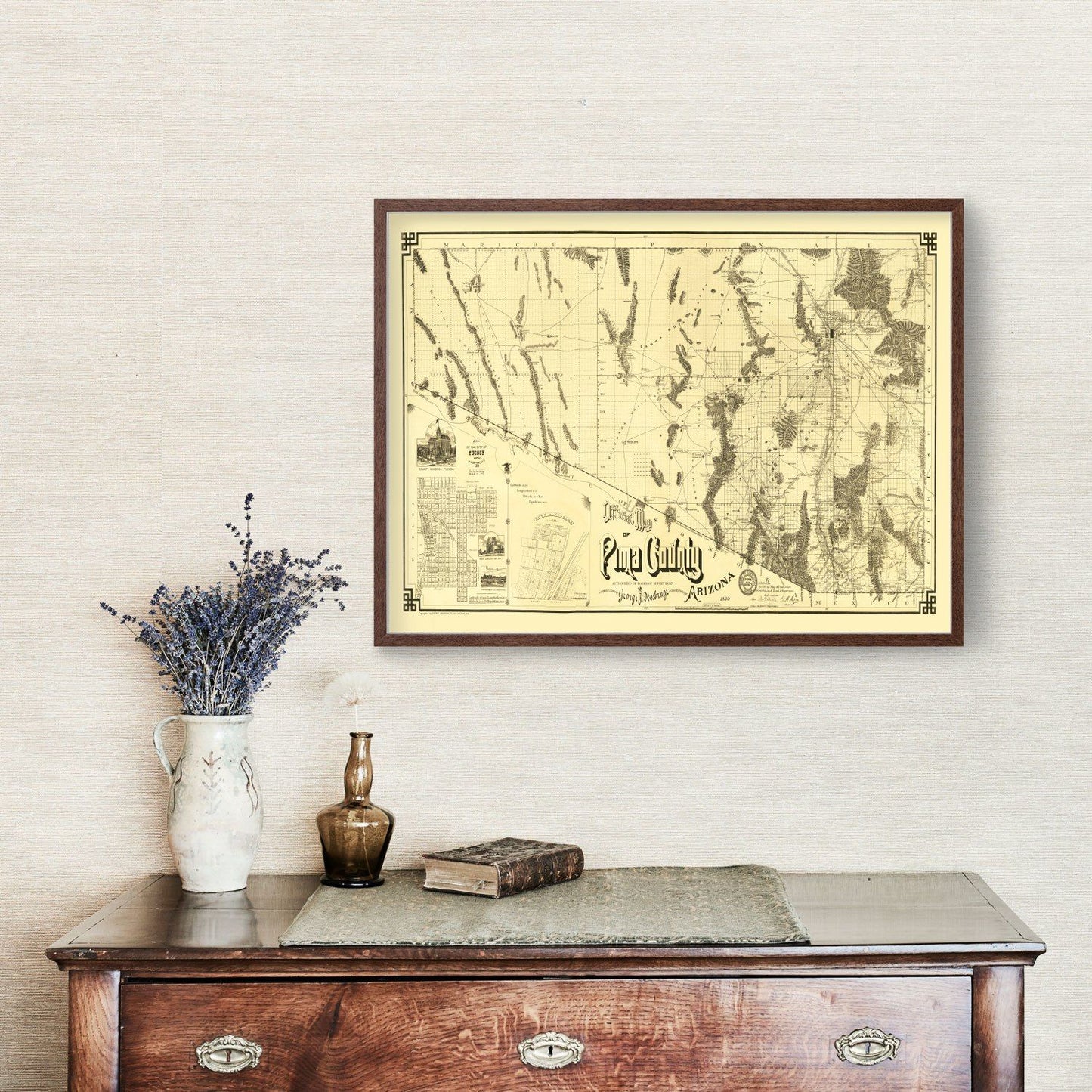 Vintage Map of Pima County, Arizona, 1893