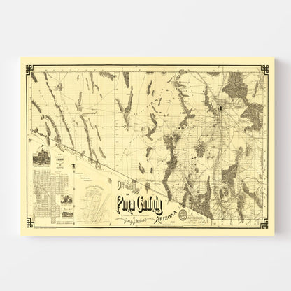 Vintage Map of Pima County, Arizona, 1893