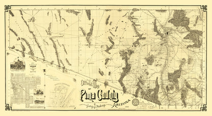 Vintage Map of Pima County, Arizona, 1893