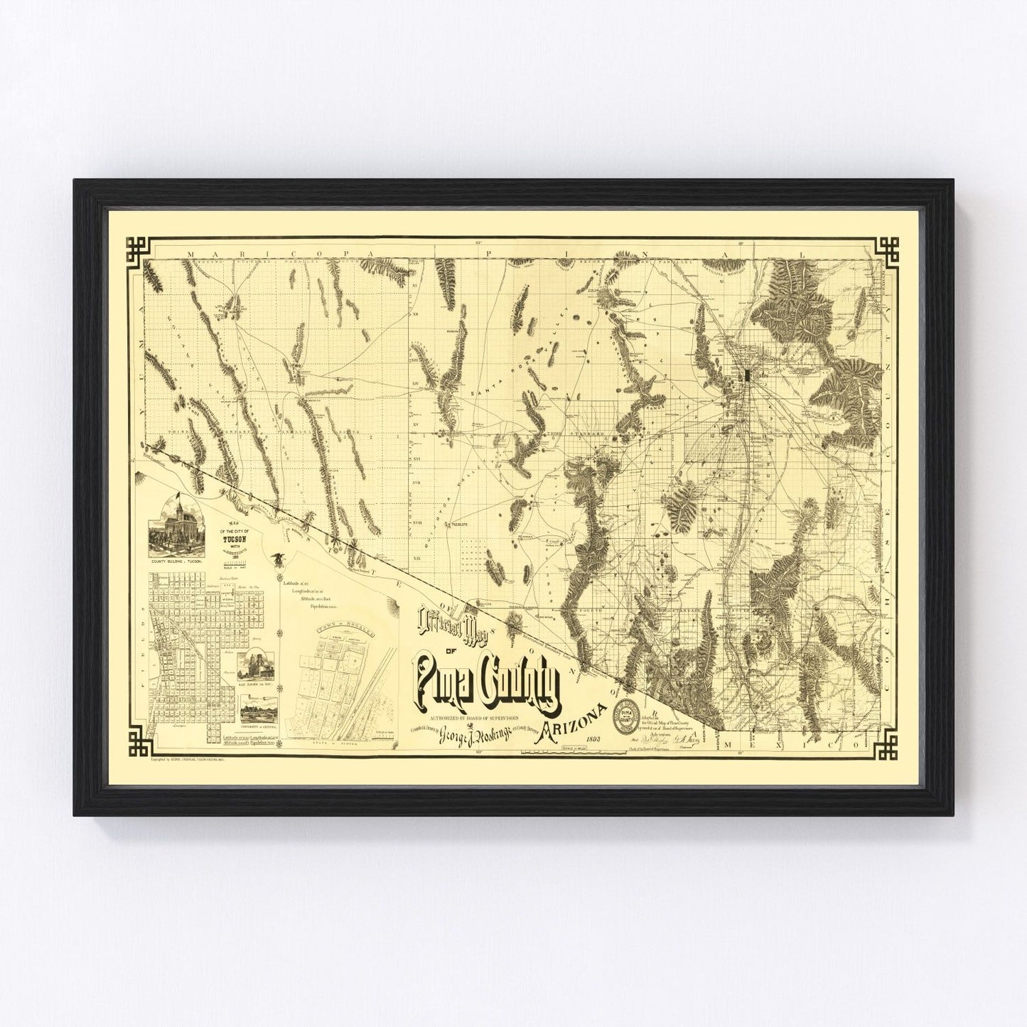 vintage map of Pima County, Arizona, 1893
