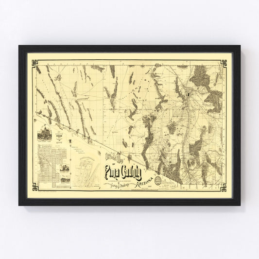 vintage map of Pima County, Arizona, 1893