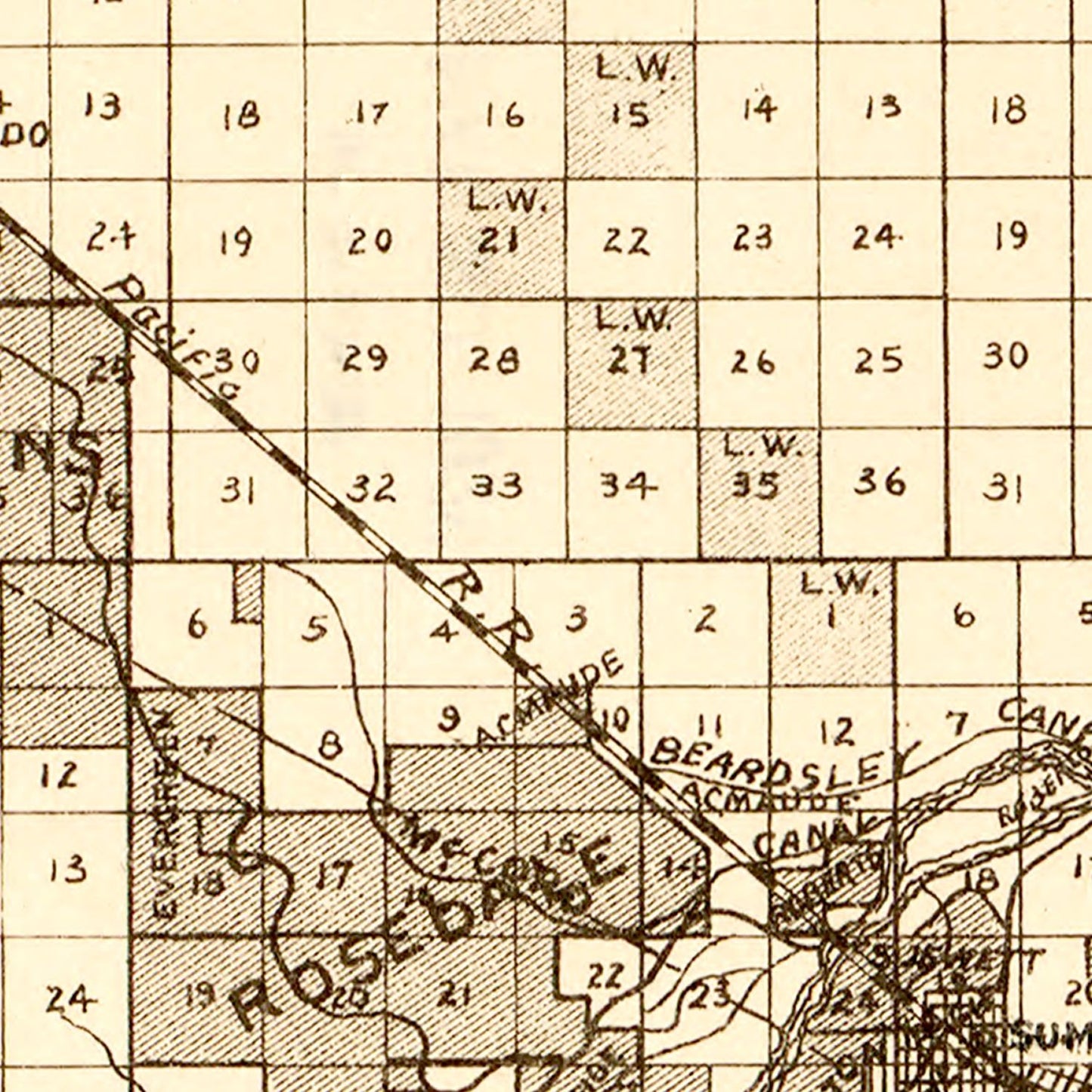 Vintage Map of Kern County, California, 1888