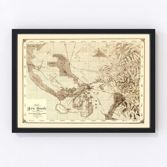 vintage map of Kern County, California, 1888