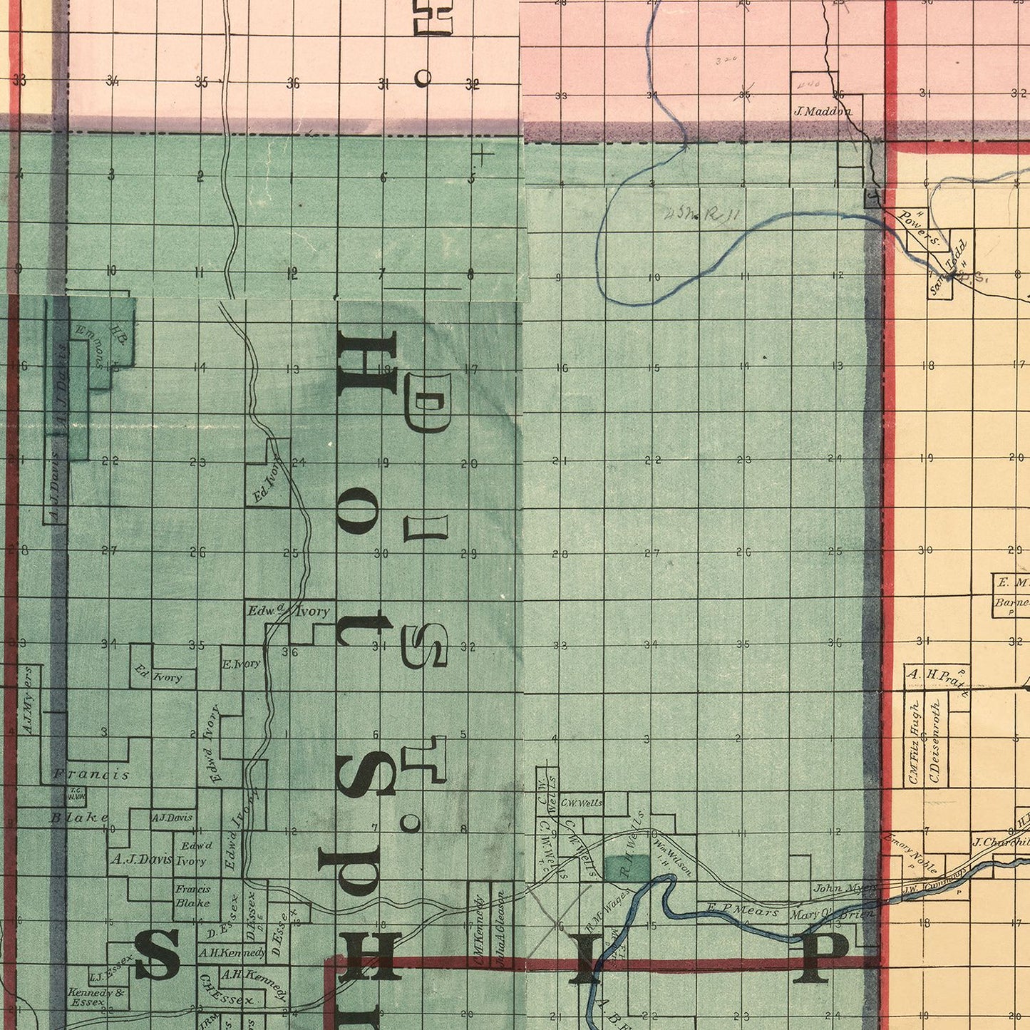 Vintage Map of Modoc County, California, 1887