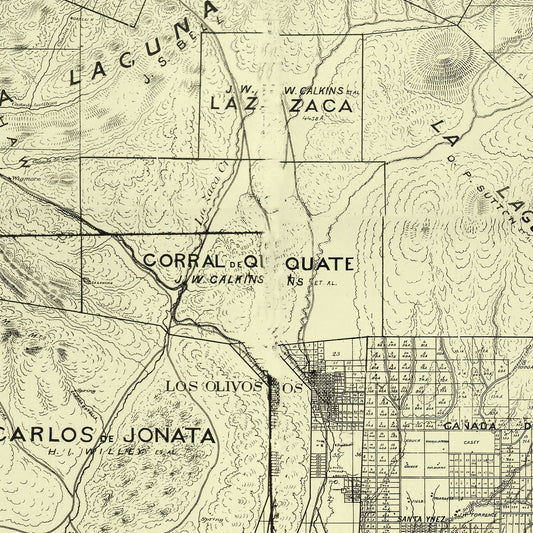 Vintage Map of Santa Barbara County, California, 1889