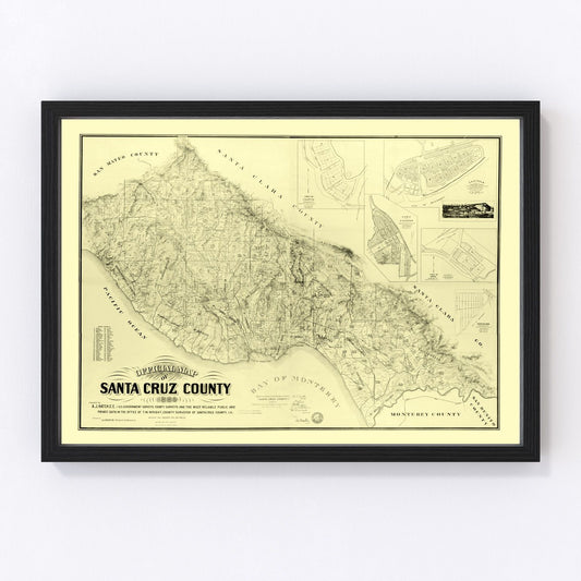 Vintage map of Santa Cruz County, California, 1889