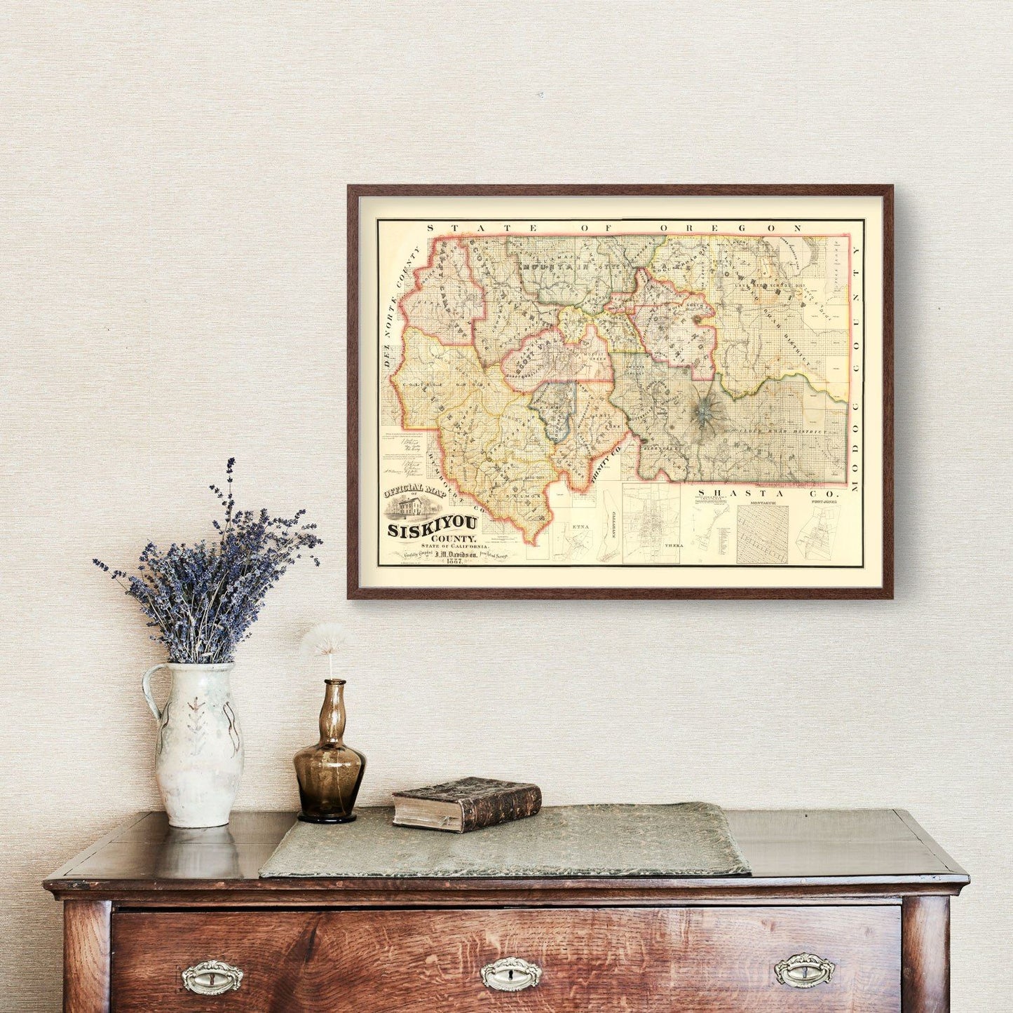 Vintage Map of Siskiyou County, California, 1887