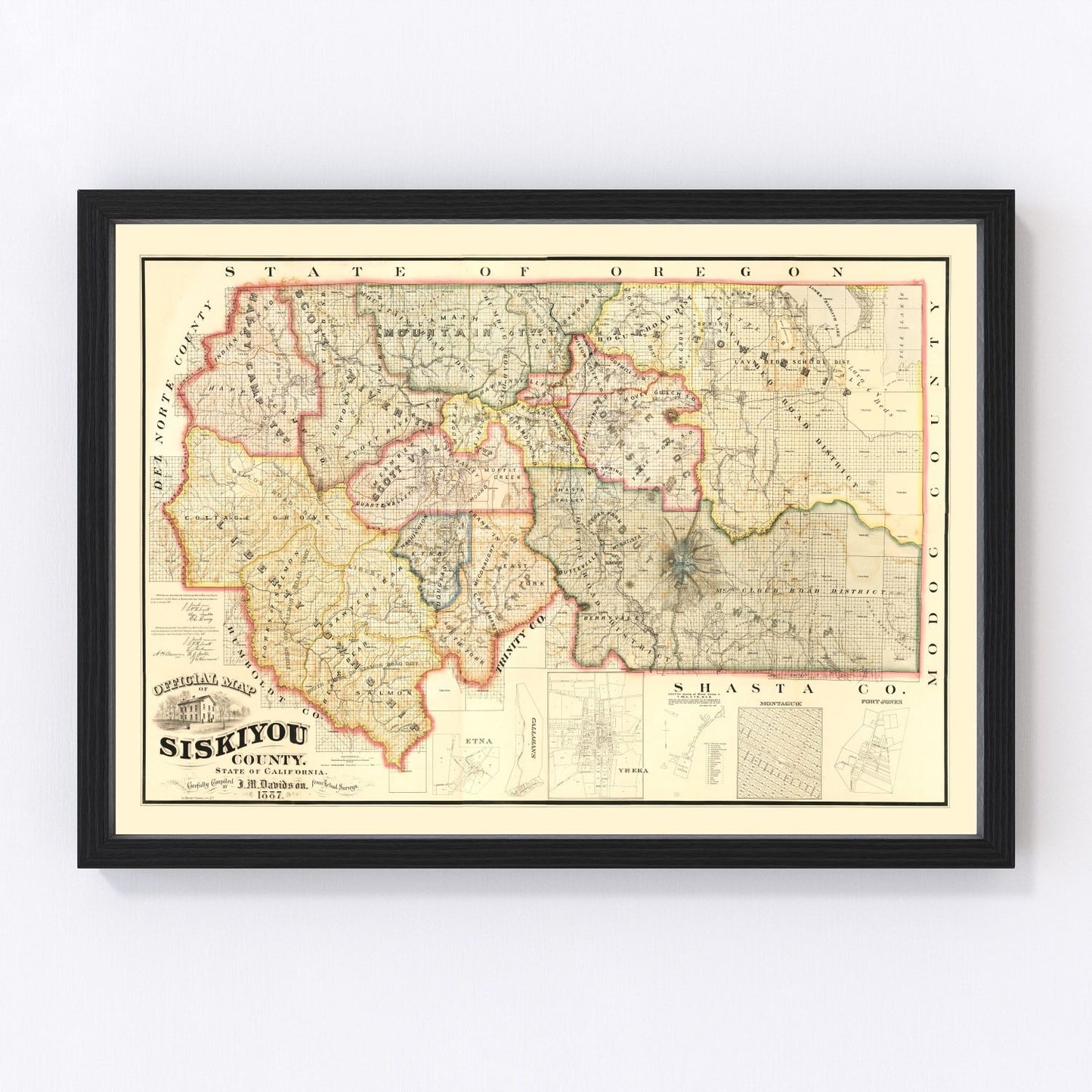Vintage map of Siskiyou County, California, 1887