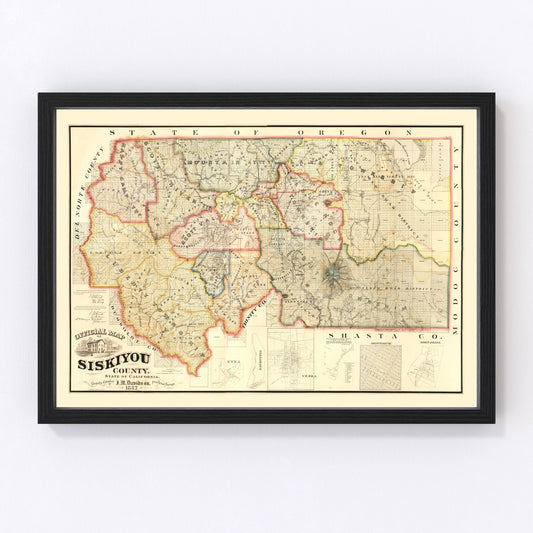Vintage map of Siskiyou County, California, 1887