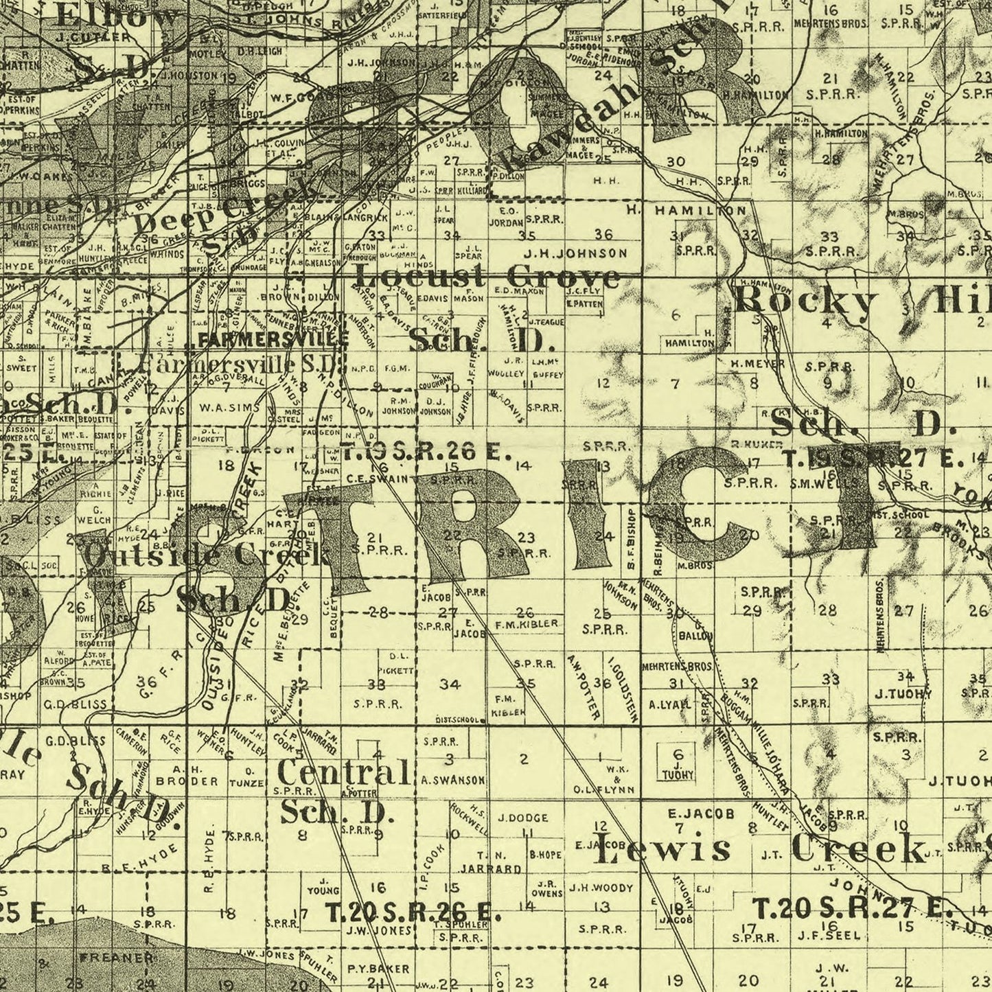 Vintage Map of Tulare County, California, 1884