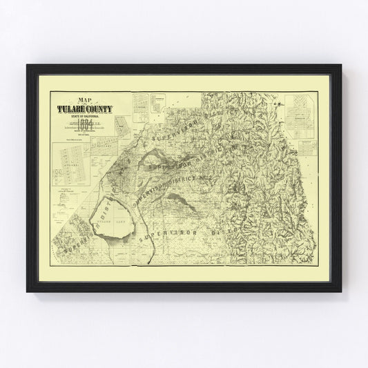 vintage map of Tulare County, California, 1884