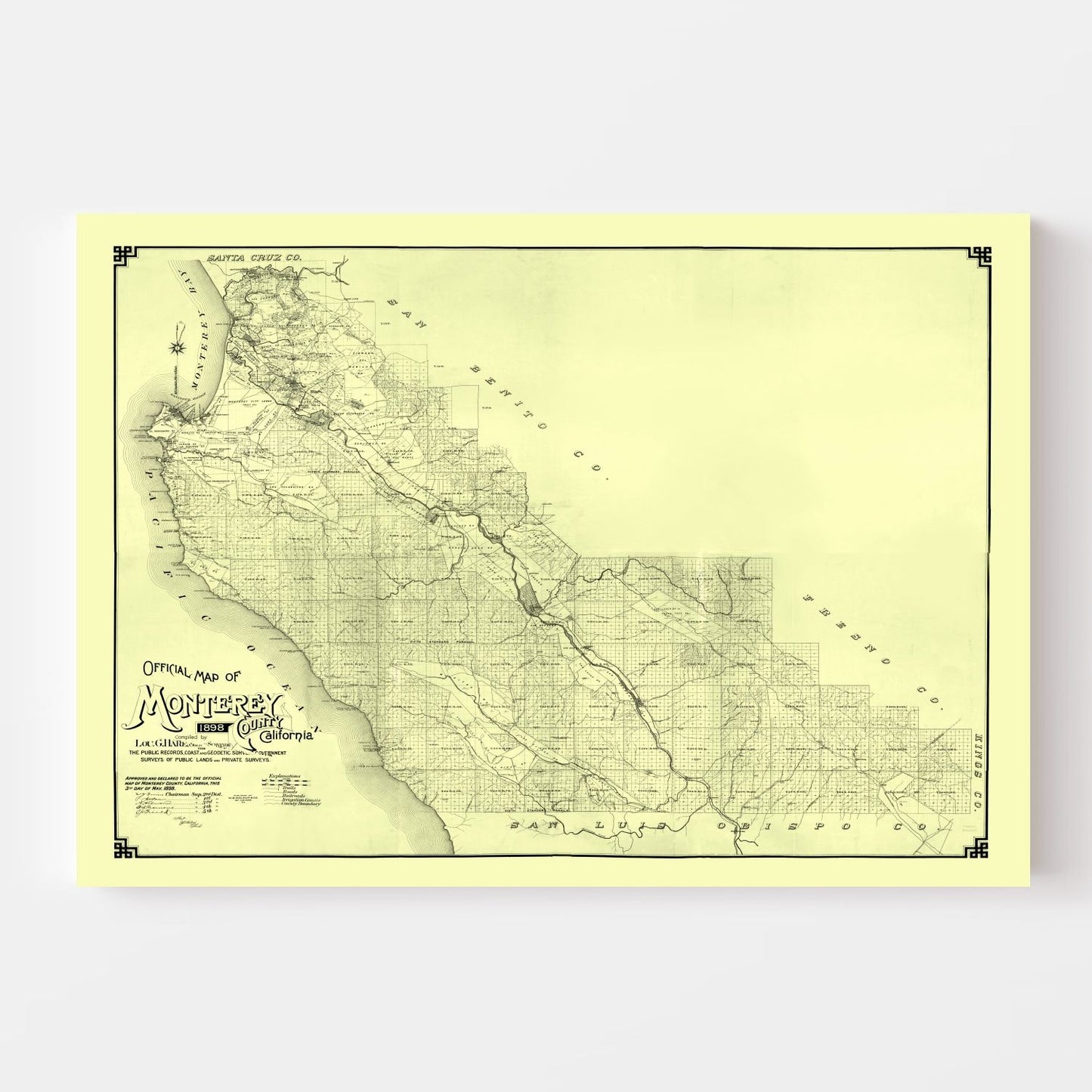 Vintage Map of Monterey County, California, 1898