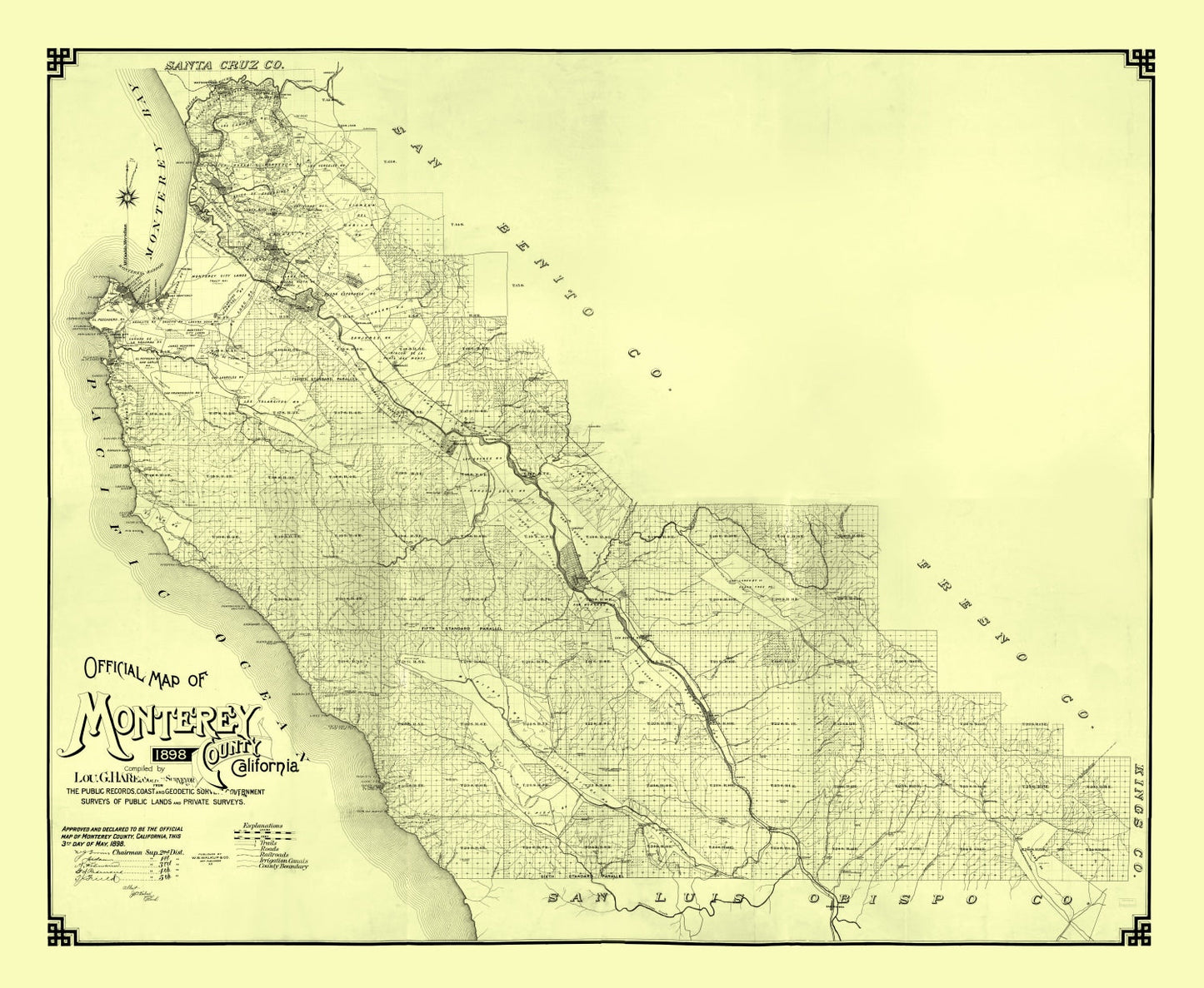 Vintage Map of Monterey County, California, 1898