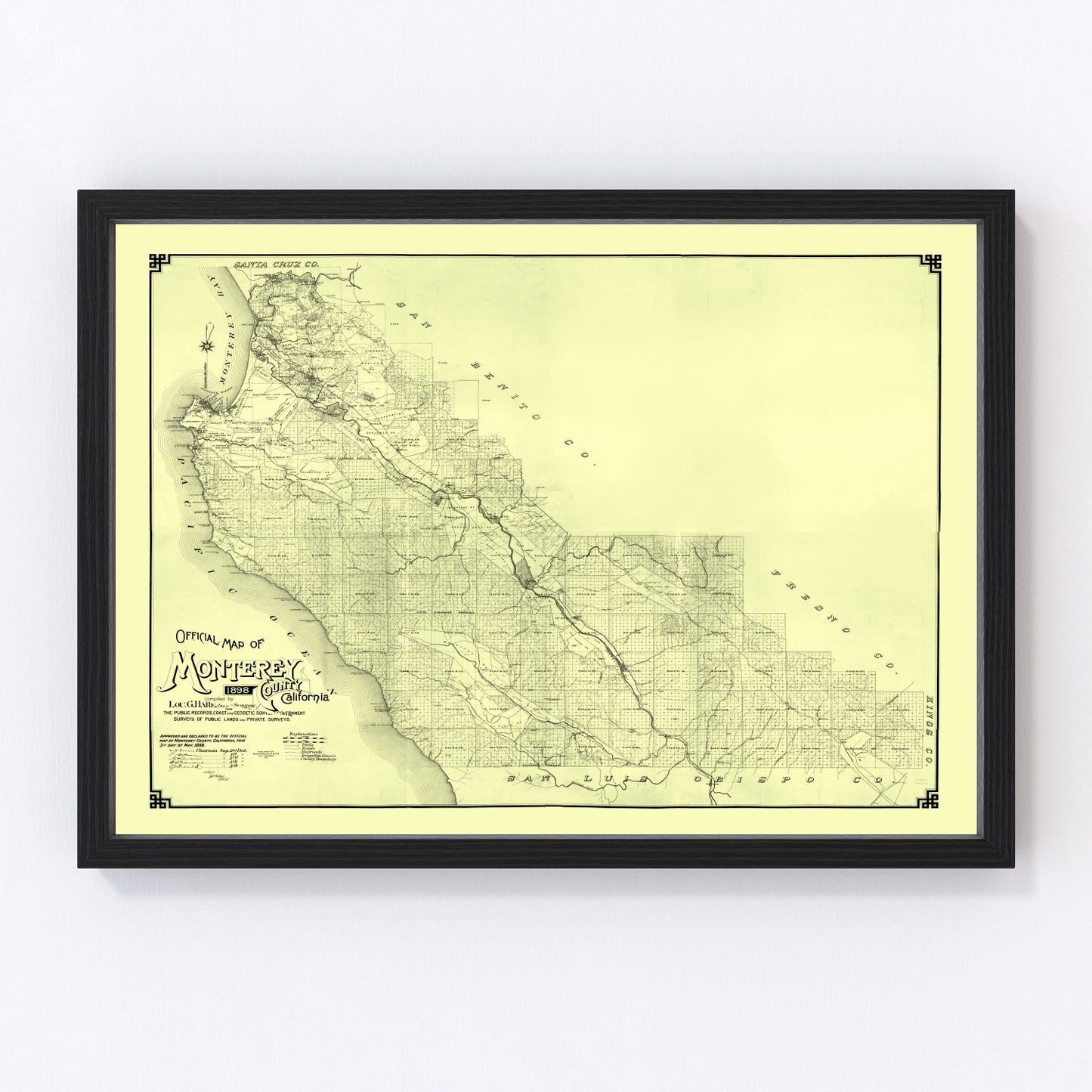 Vintage map of Monterey County, California, 1898