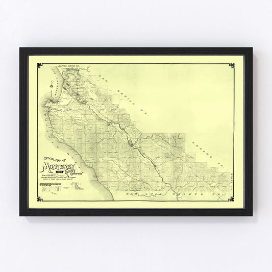 Vintage map of Monterey County, California, 1898