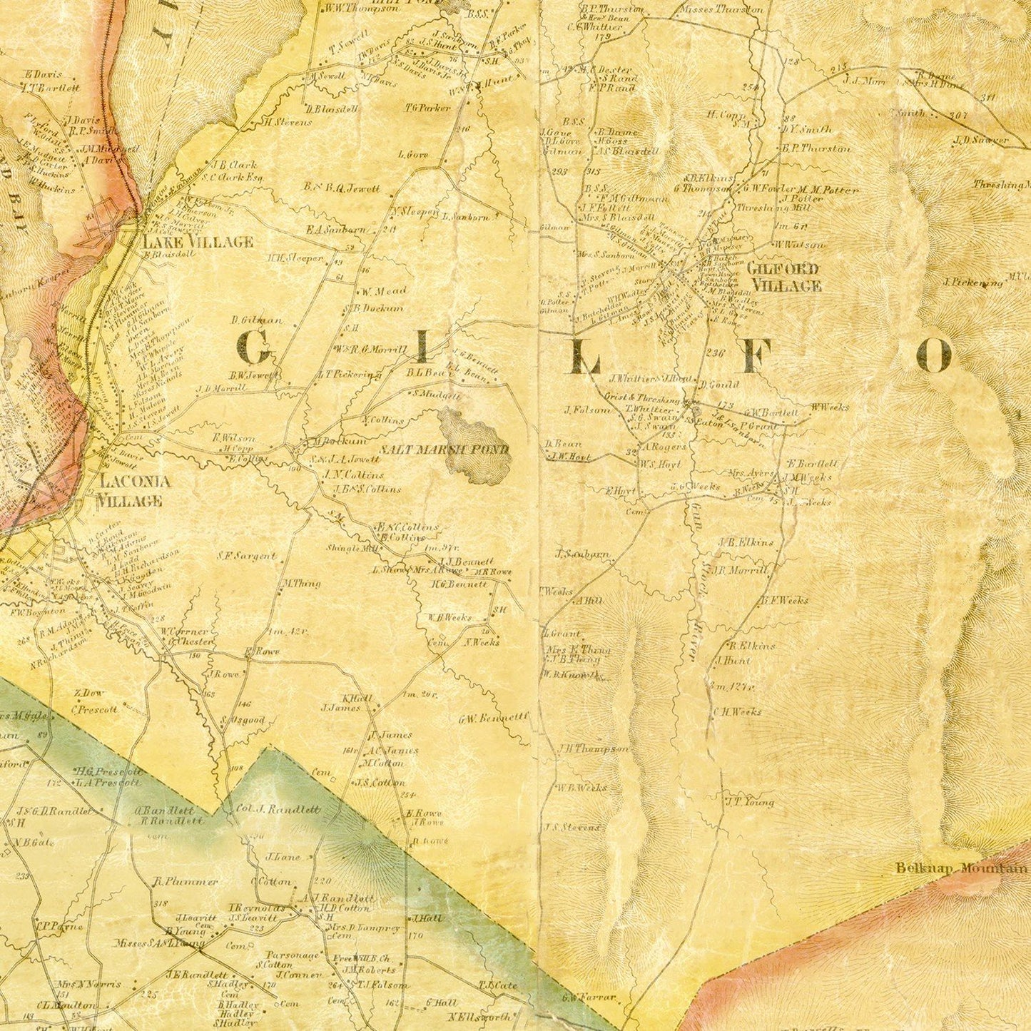 Vintage Map of Belknap County, New Hampshire, 1859