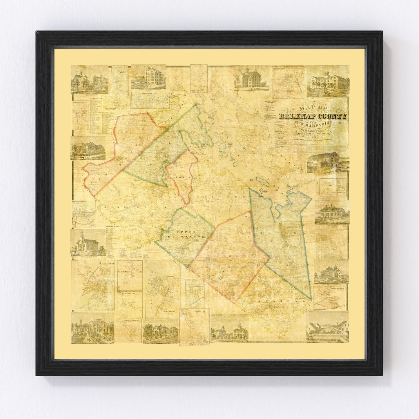 Vintage map of Belknap County, New Hampshire, 1859