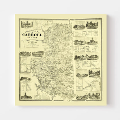 Vintage Map of Carroll County, New Hampshire, 1861