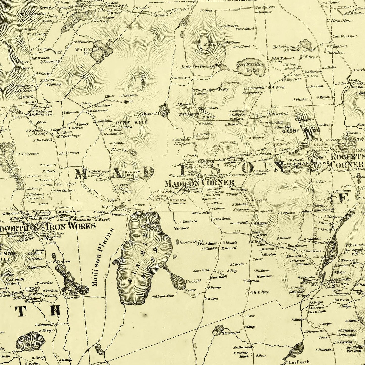 Vintage Map of Carroll County, New Hampshire, 1861