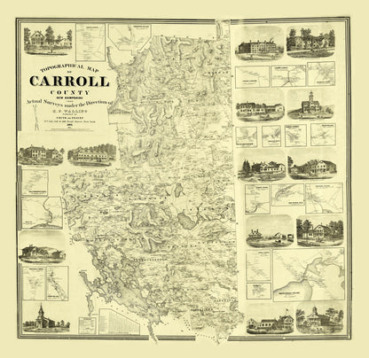 Vintage Map of Carroll County, New Hampshire, 1861