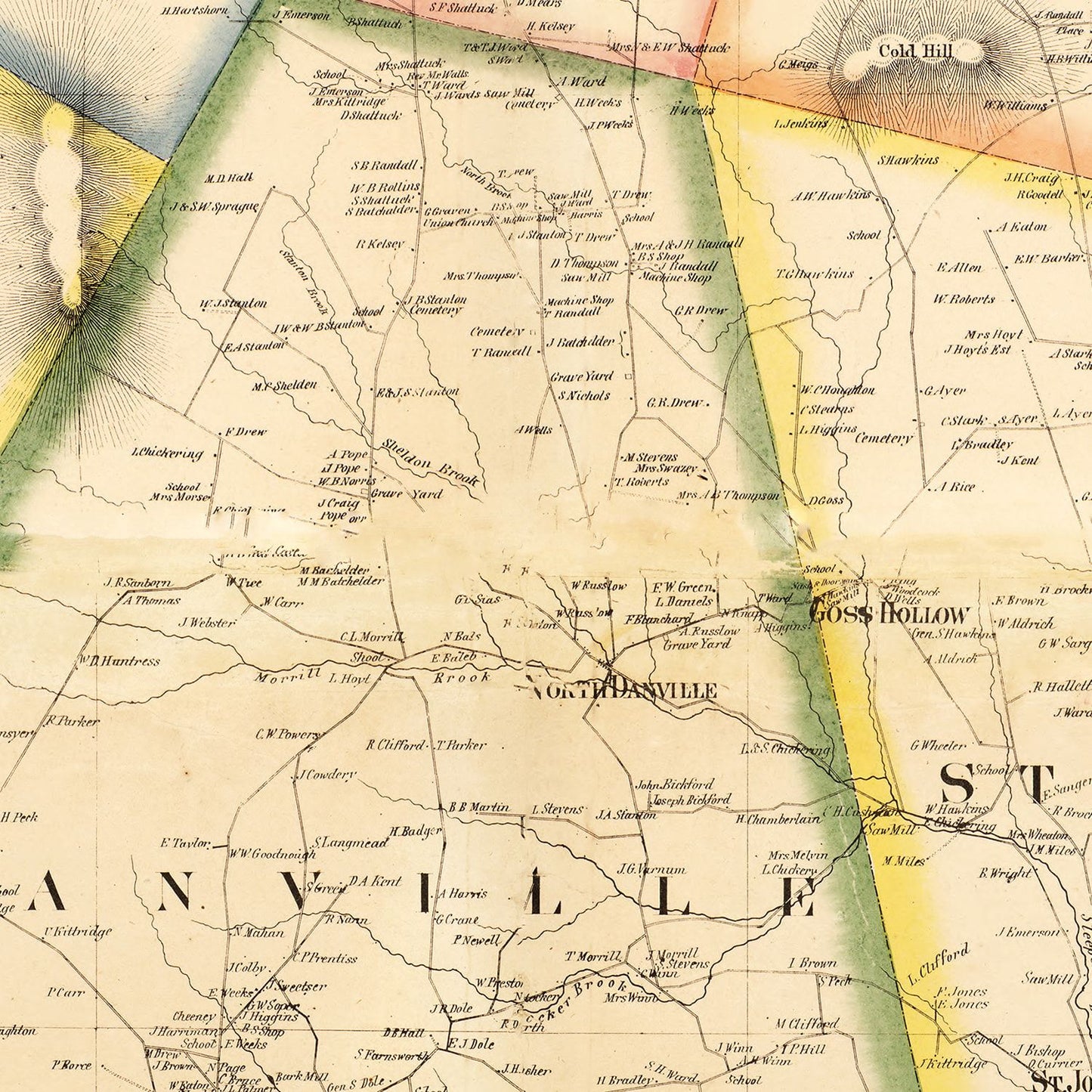 Vintage Map of Caledonia County, Vermont, 1858