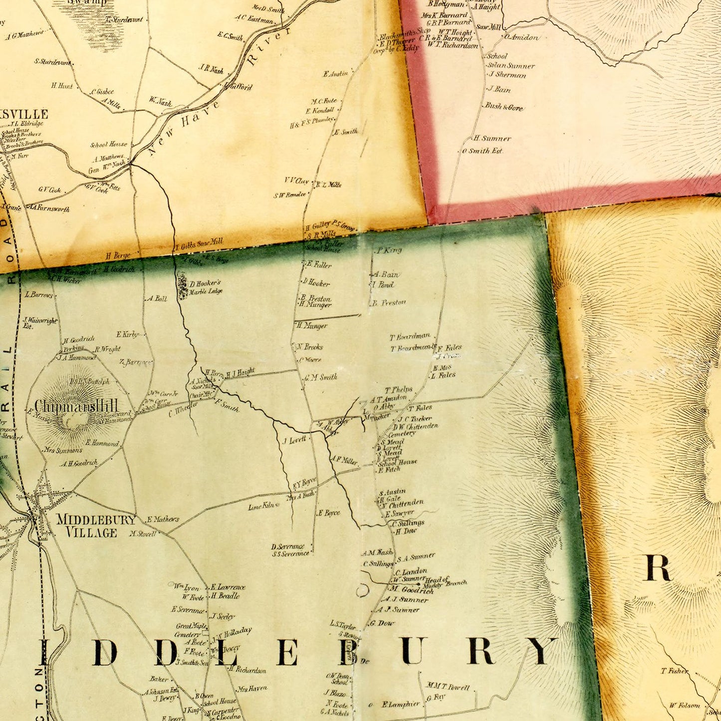 Vintage Map of Addison County, Vermont, 1857