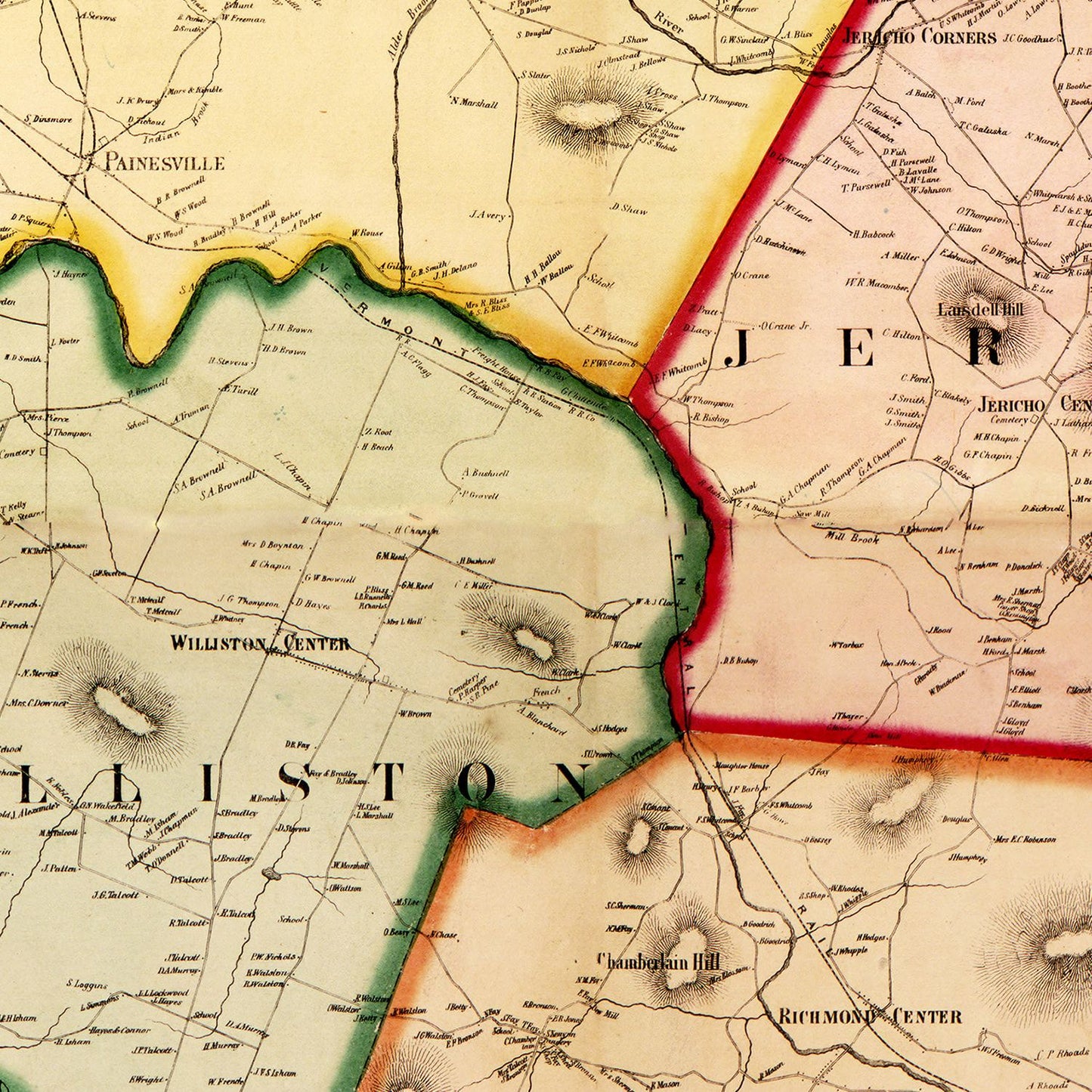 Vintage Map of Chittenden County, Vermont, 1857