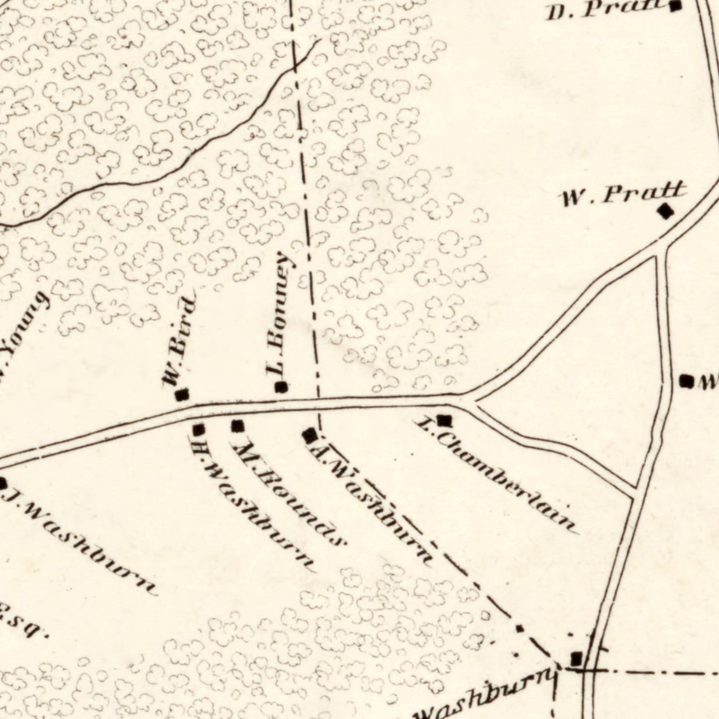 Vintage Map of Bridgewater County, Massachusetts, 1848