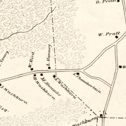 Vintage Map of Bridgewater County, Massachusetts, 1848