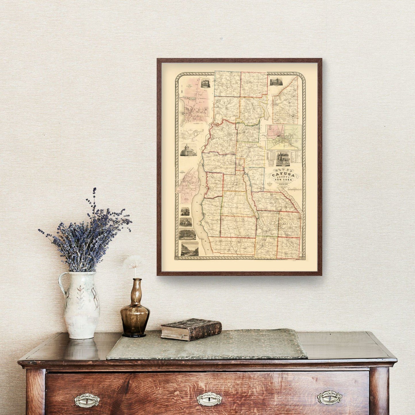 Vintage Map of Cayuga County, New York, 1853