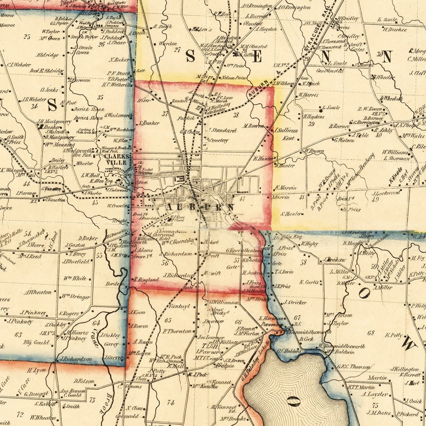 Vintage Map of Cayuga County, New York, 1853