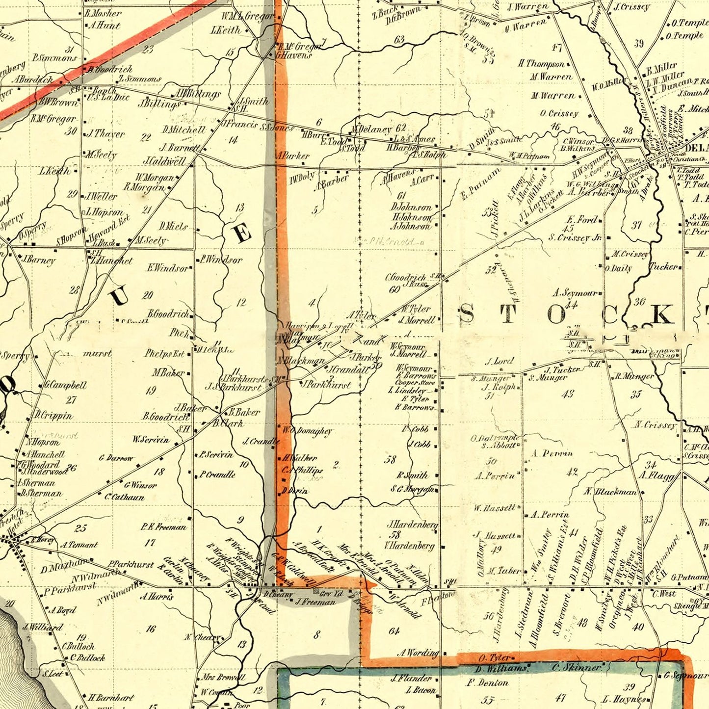 Vintage Map of Chautauqua County, New York, 1854