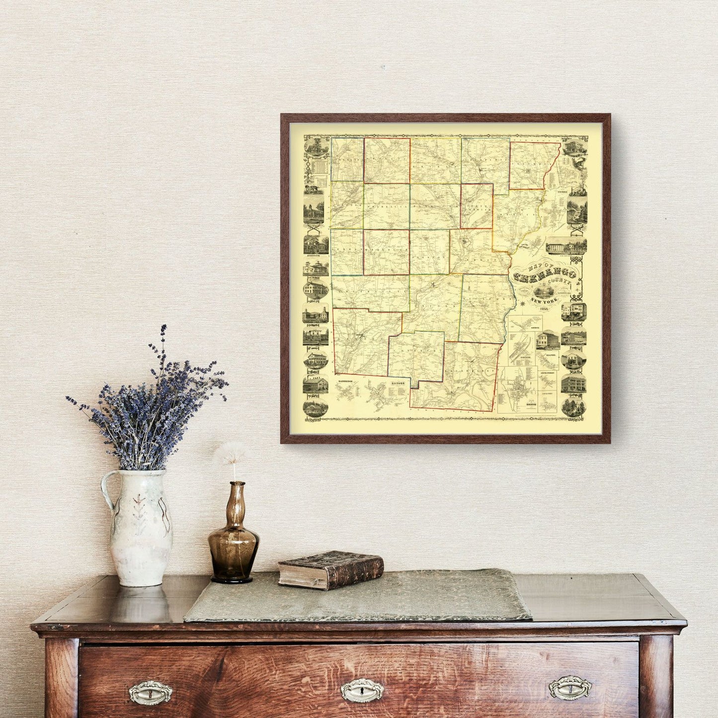 Vintage Map of Chenango County, New York, 1855