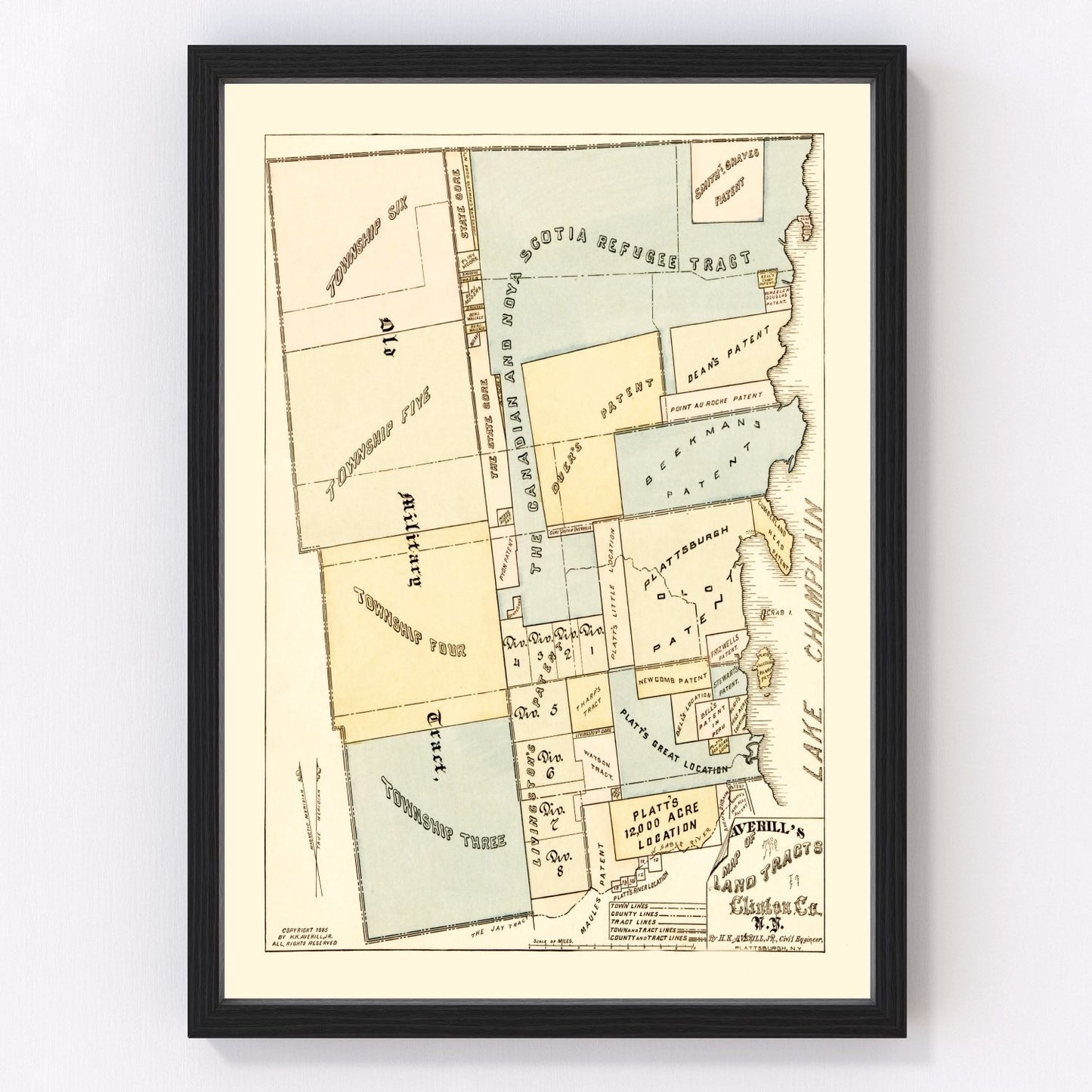 vintage map of Clinton County, New York, 1885