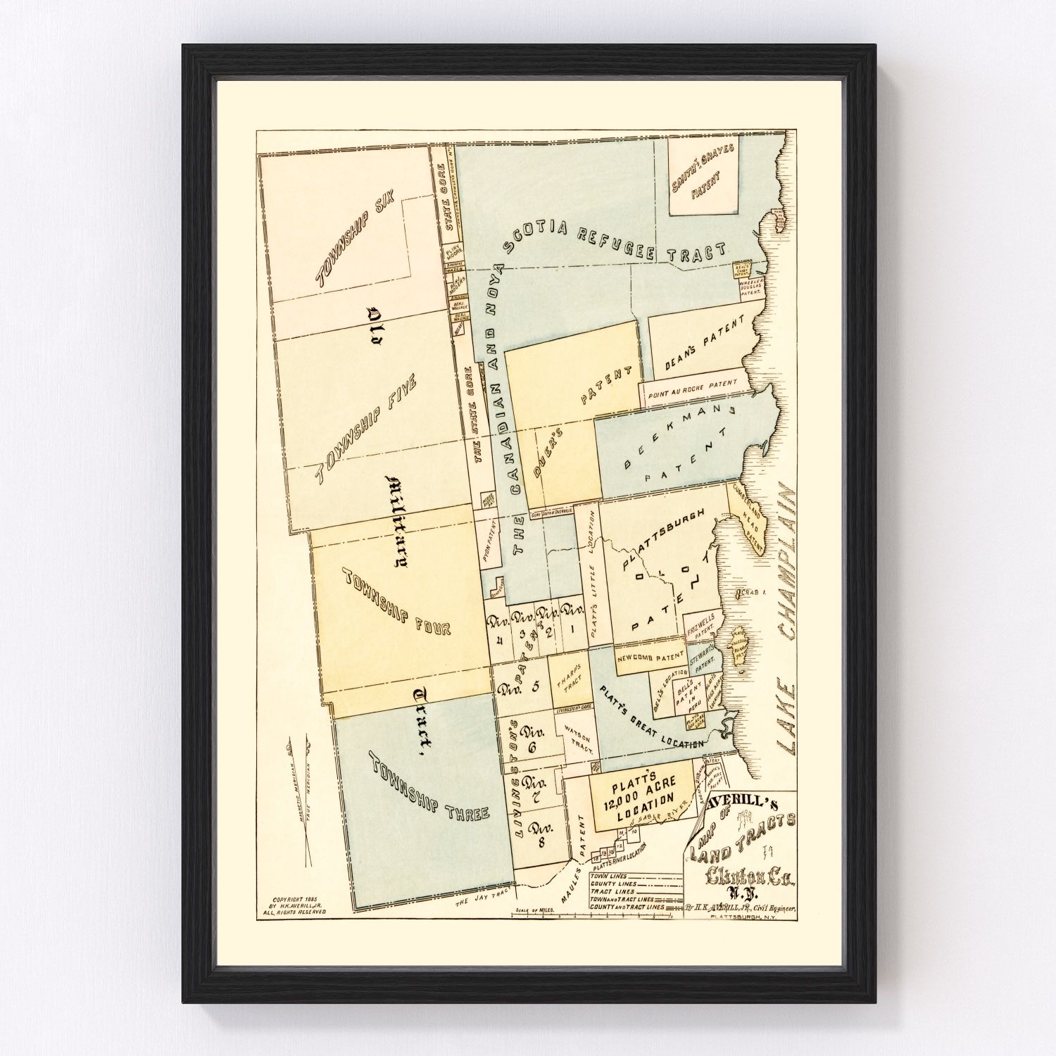 vintage map of Clinton County, New York, 1885