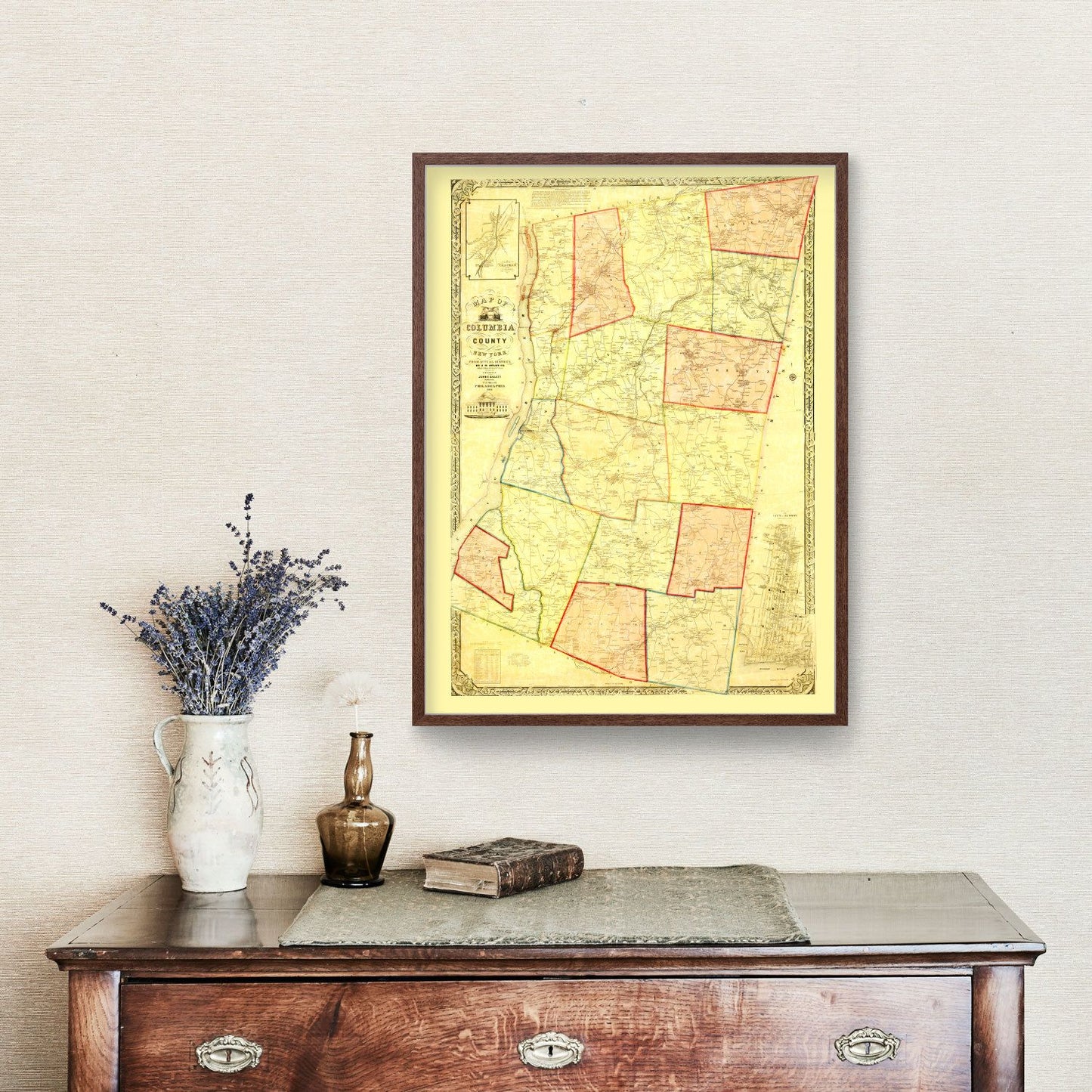 Vintage Map of Columbia County, New York 1851