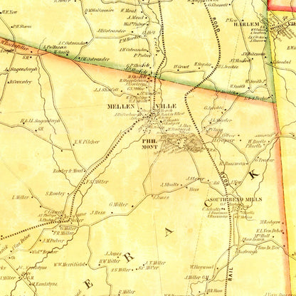 Vintage Map of Columbia County, New York 1851