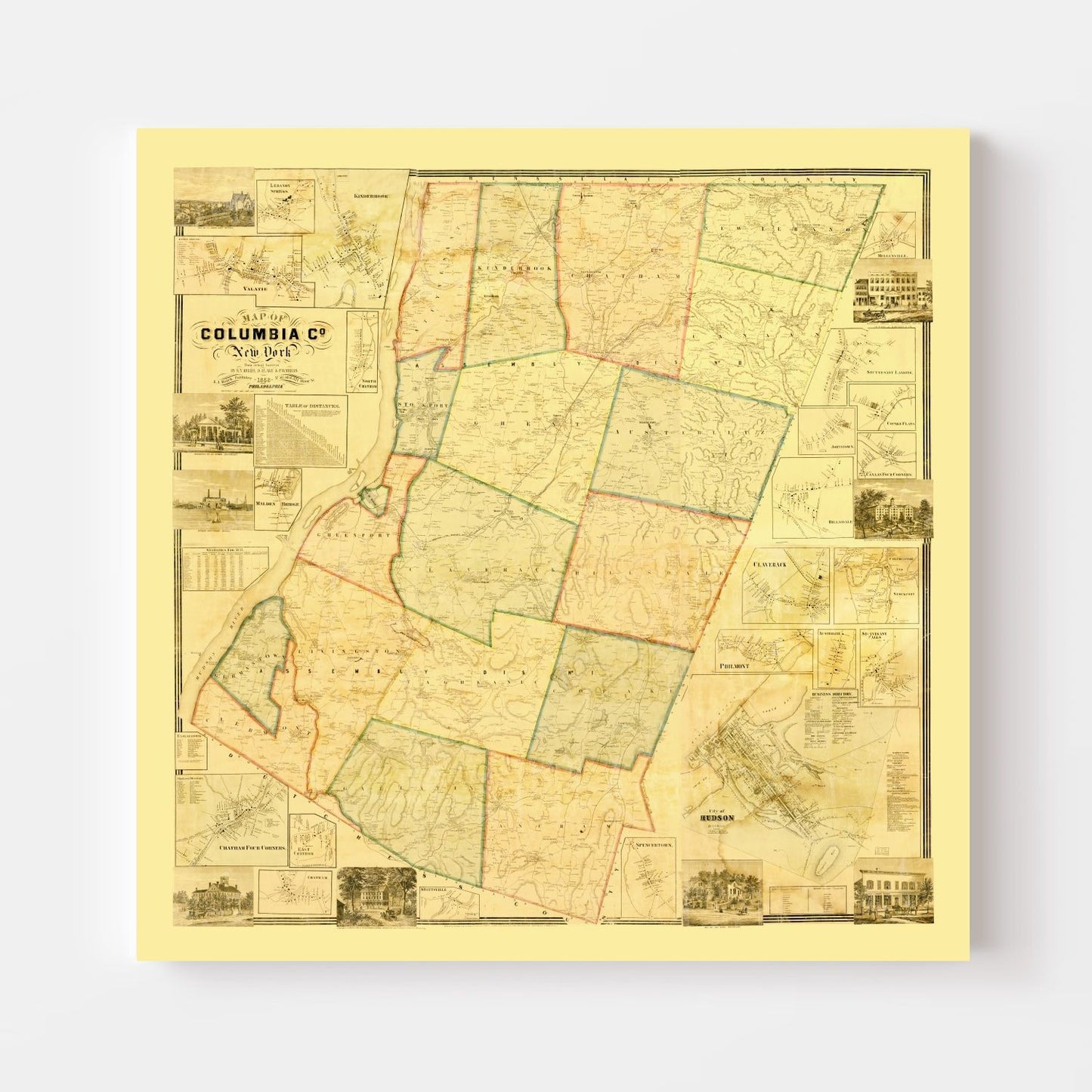 Vintage Map of Columbia County, New York 1858