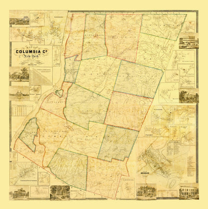 Vintage Map of Columbia County, New York 1858