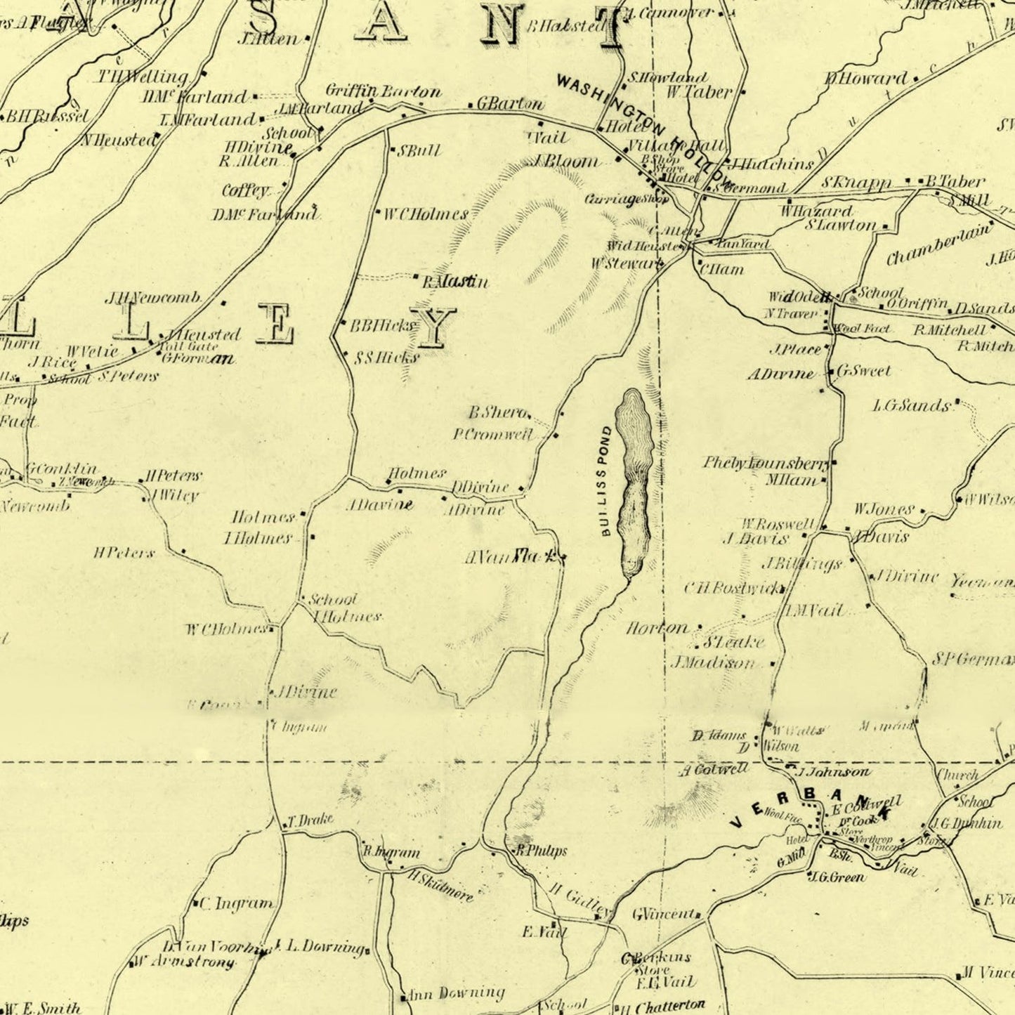 Vintage Map of Dutchess County, New York, 1850