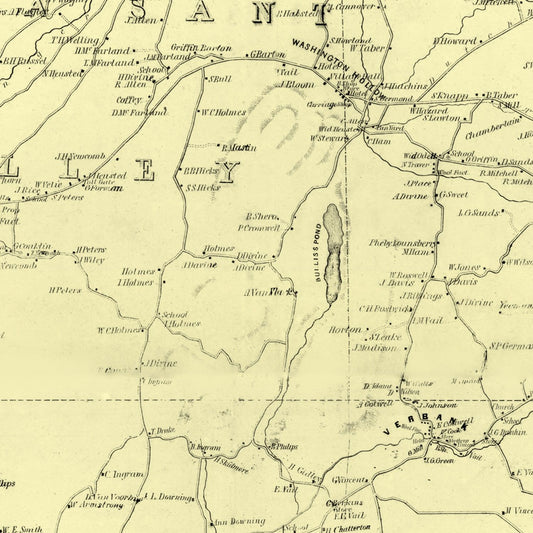 Vintage Map of Dutchess County, New York, 1850