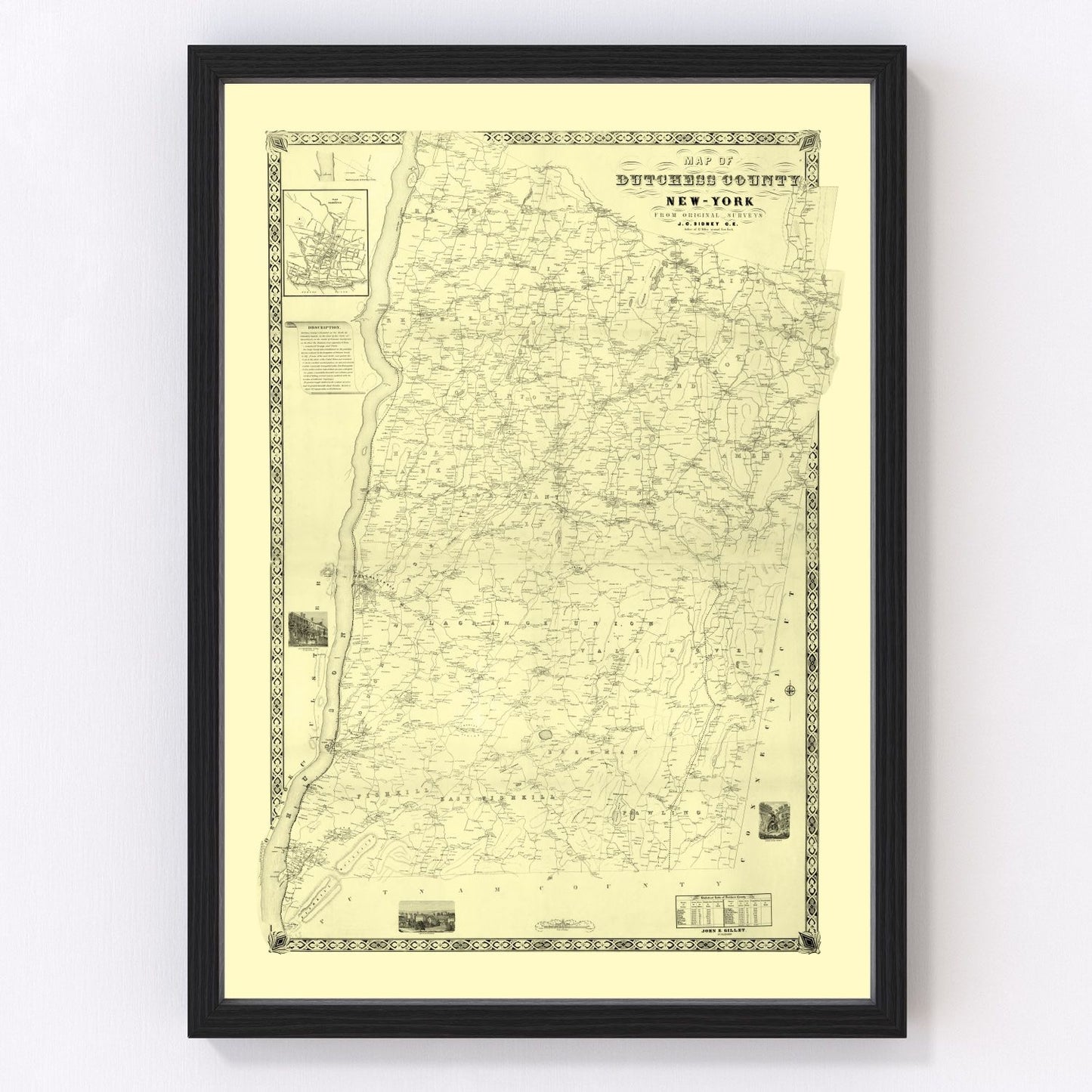 Vintage map of Dutchess County, New York, 1850