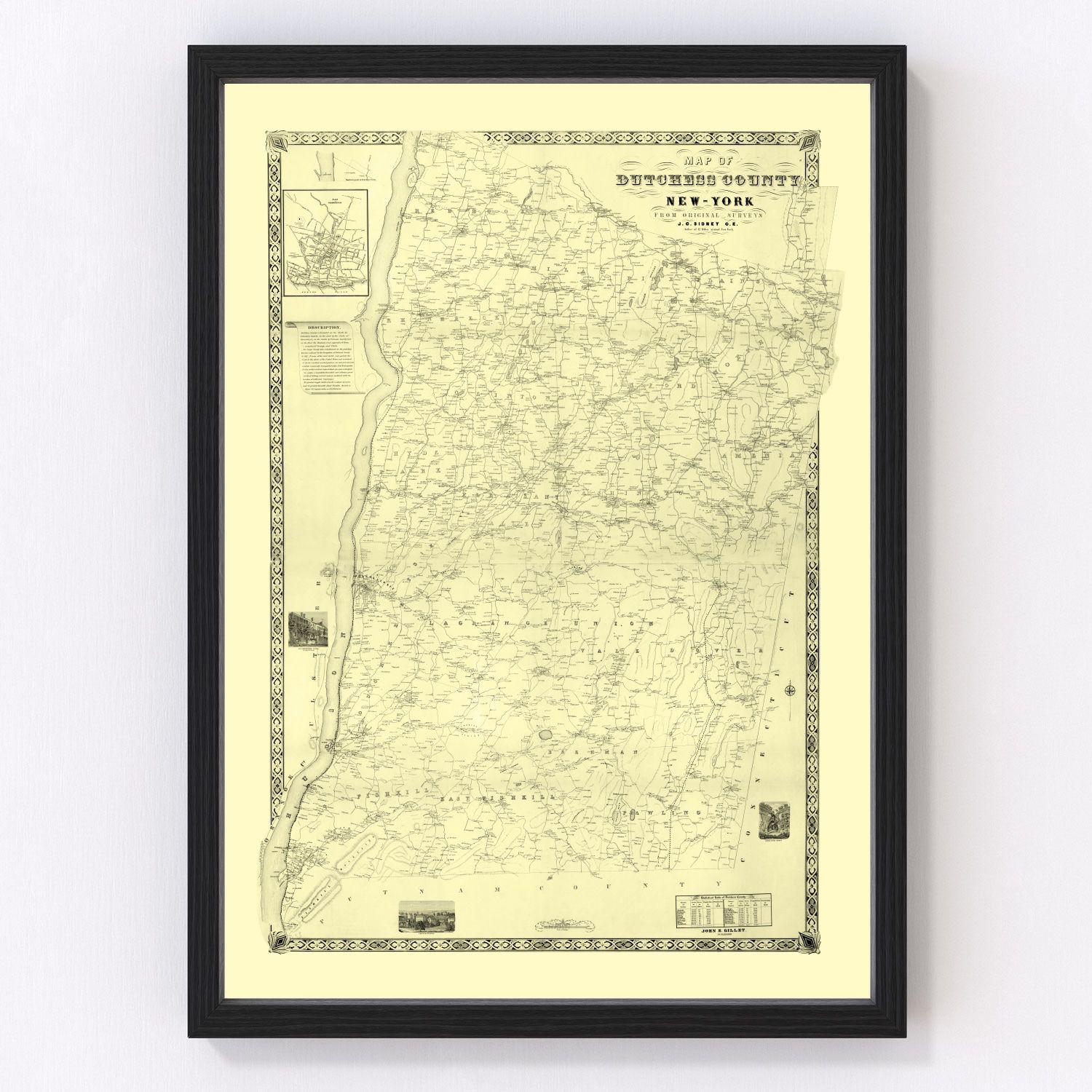 Vintage map of Dutchess County, New York, 1850