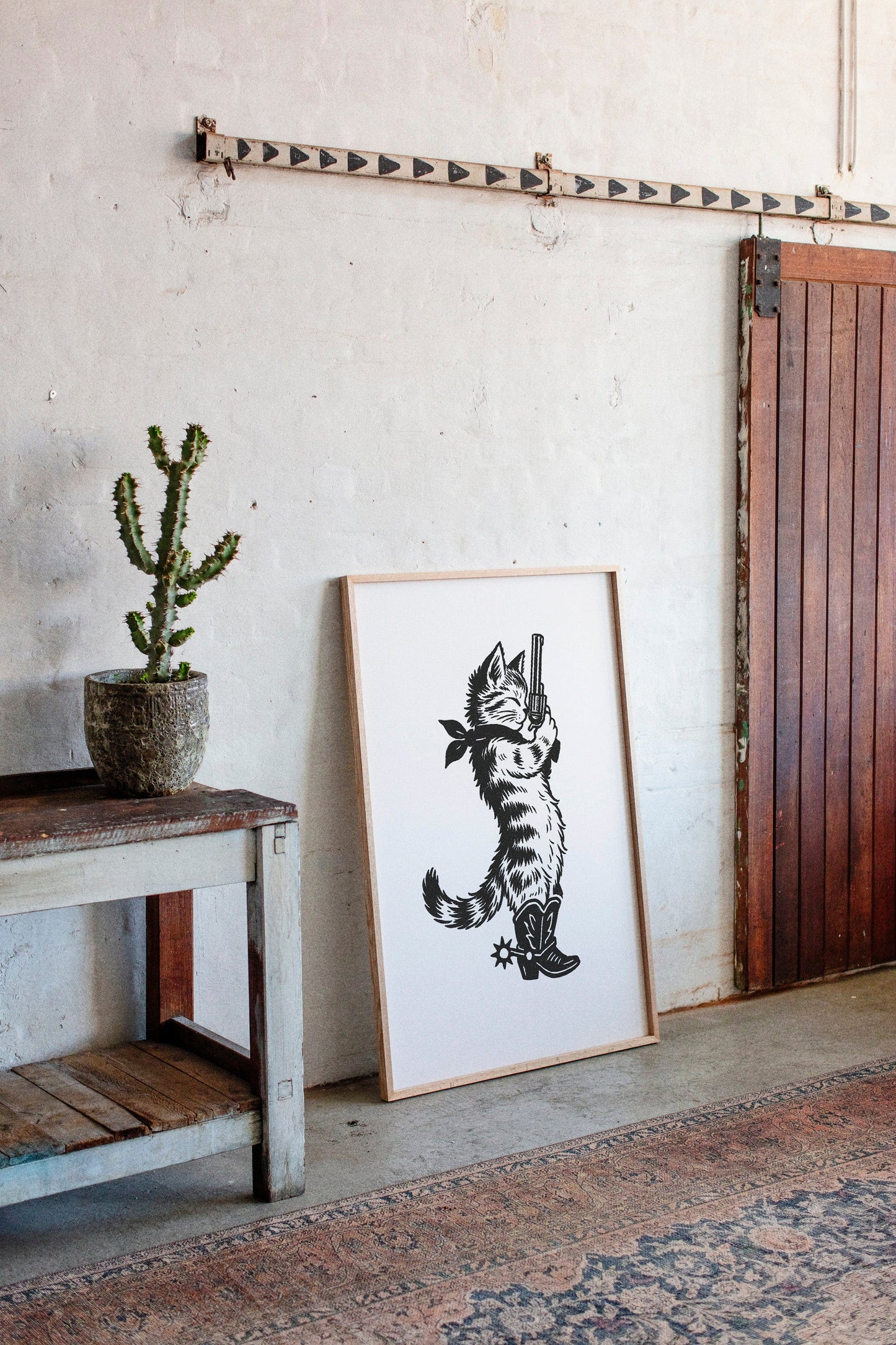Cowboy Cat Sheriff Western Cat Wall Art Print