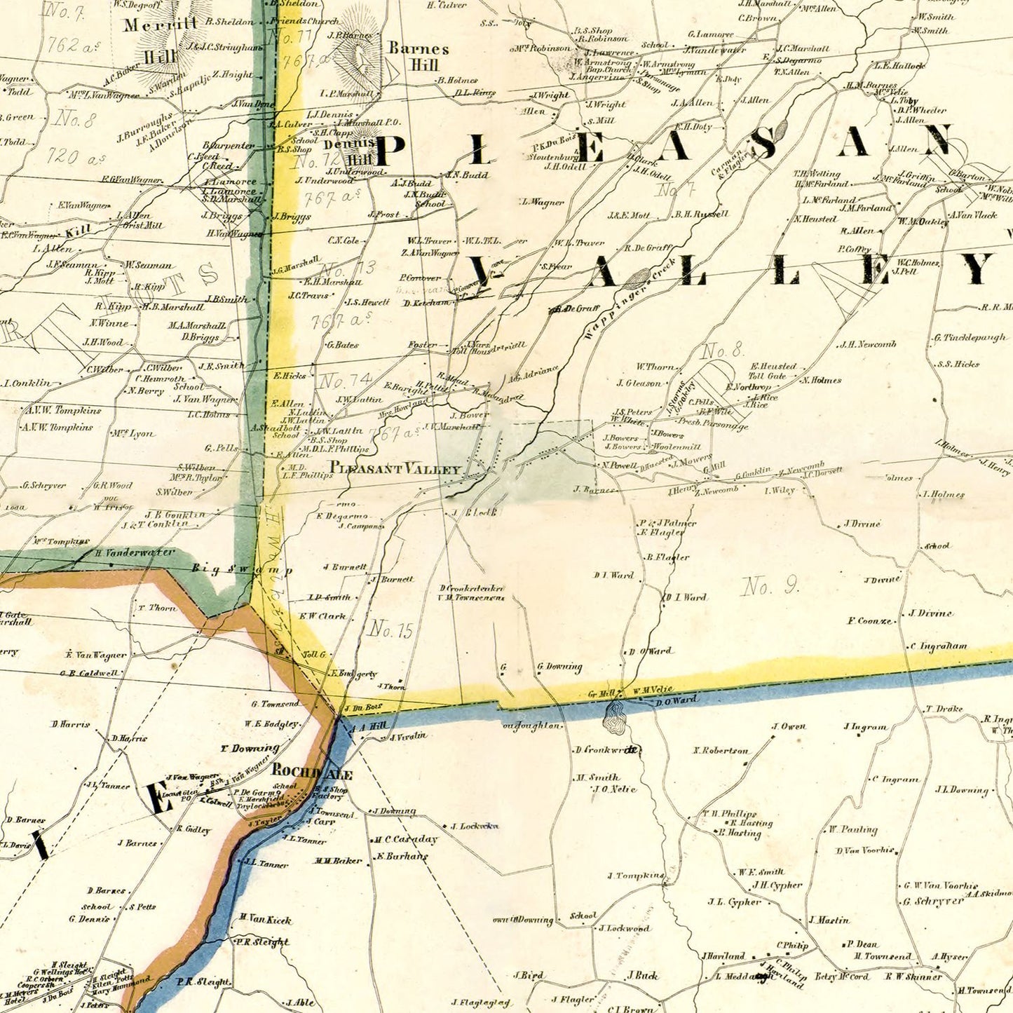 Vintage Map of Dutchess County, New York, 1858
