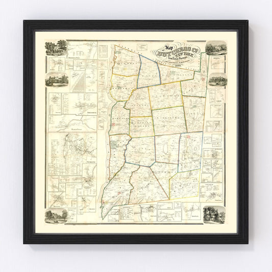 Vintage map of Dutchess County, New York, 1858
