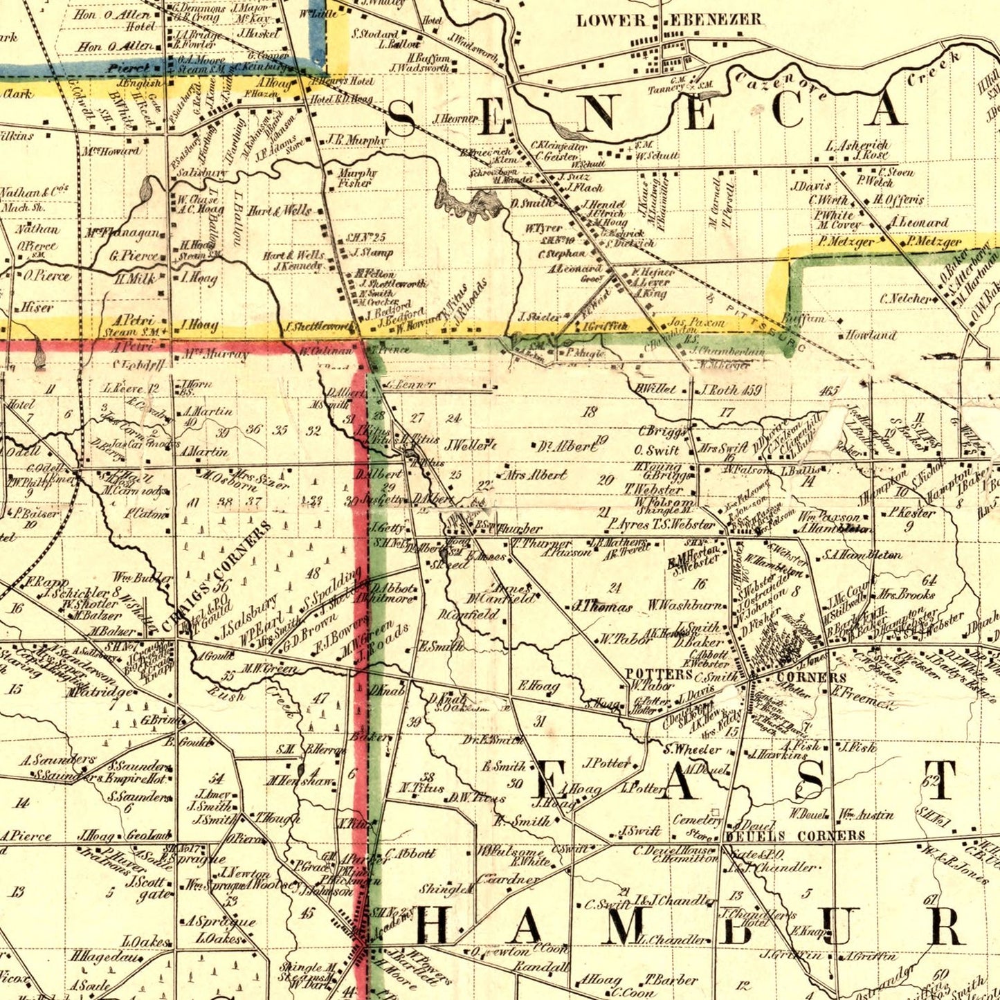 Vintage Map of Erie County, New York, 1854