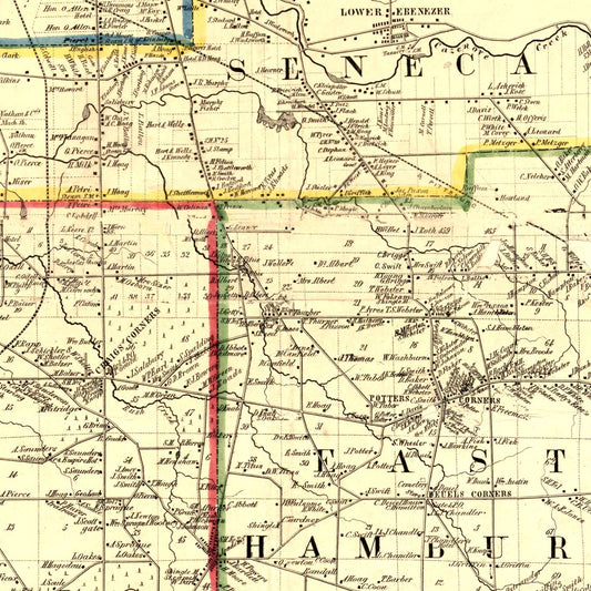 Vintage Map of Erie County, New York, 1854